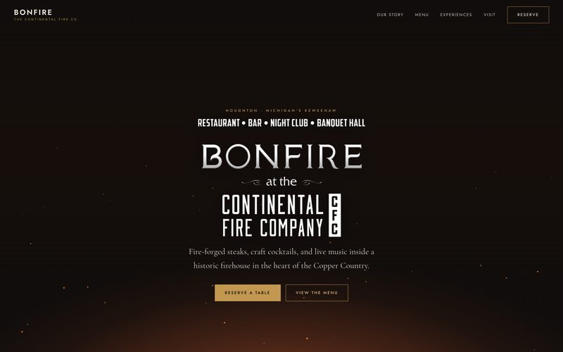 Bonfire at The Continental Fire Co. website homepage