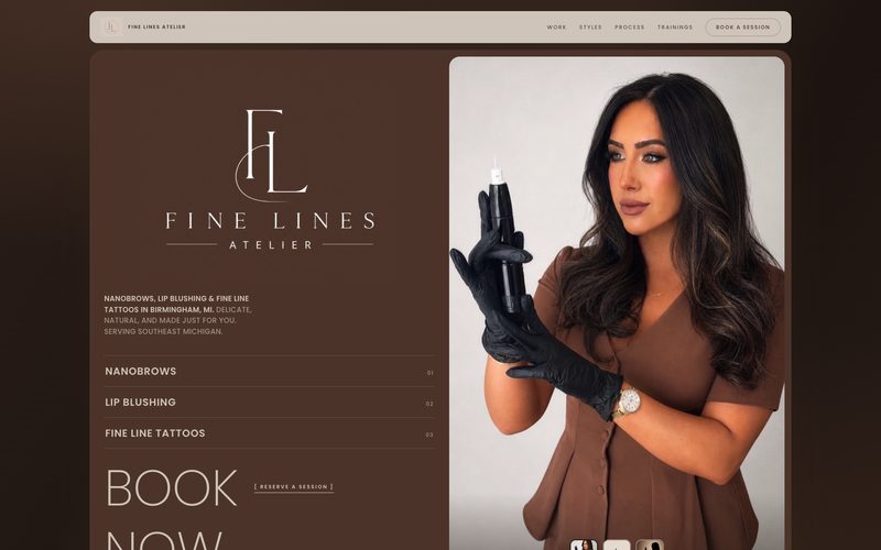 Fine Lines Atelier website homepage